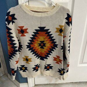 Native print sweater. Size small.